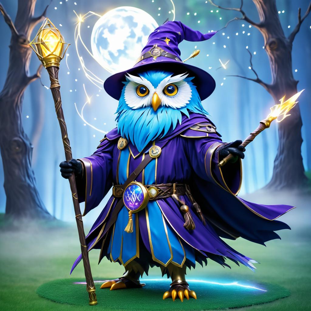 Wizard Owl Wielding Magic on Battlefield