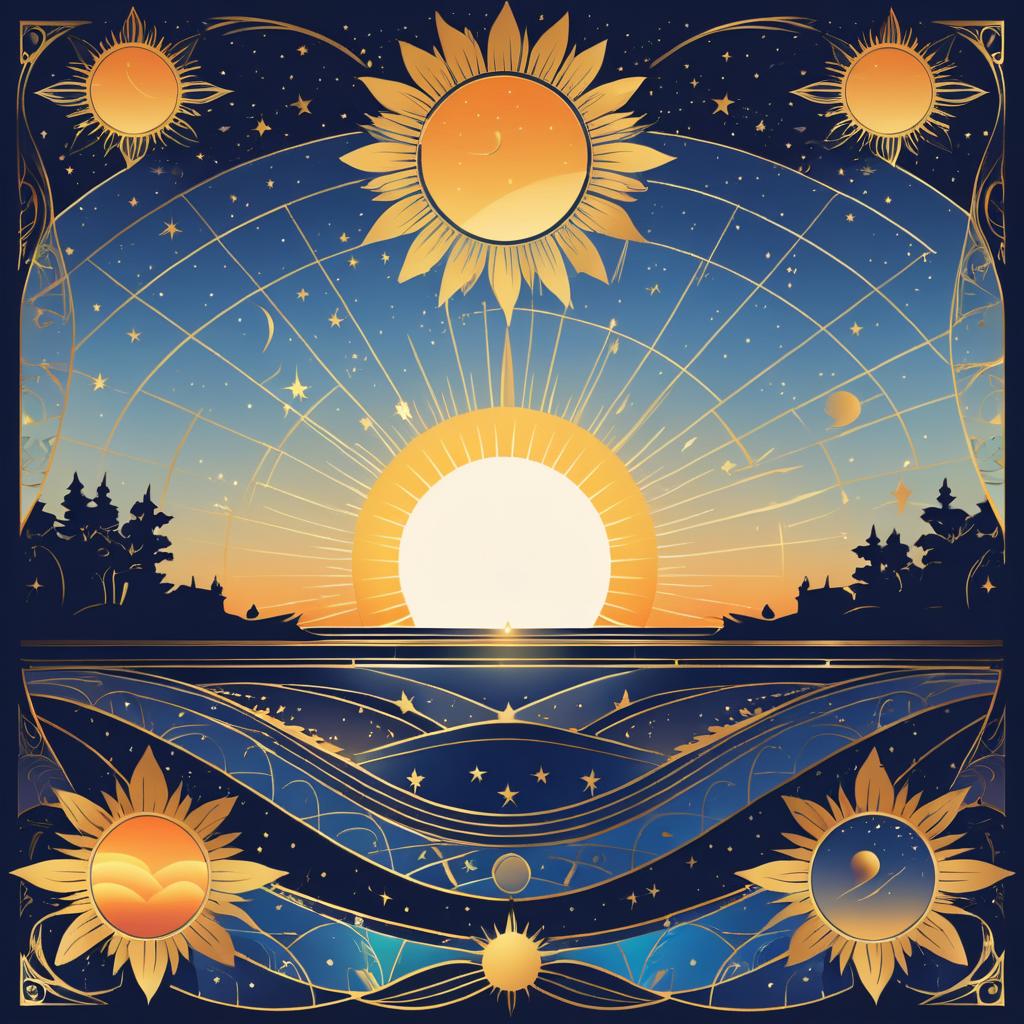 Mystical Tarot Card: Sun Journey from Dawn to Dusk