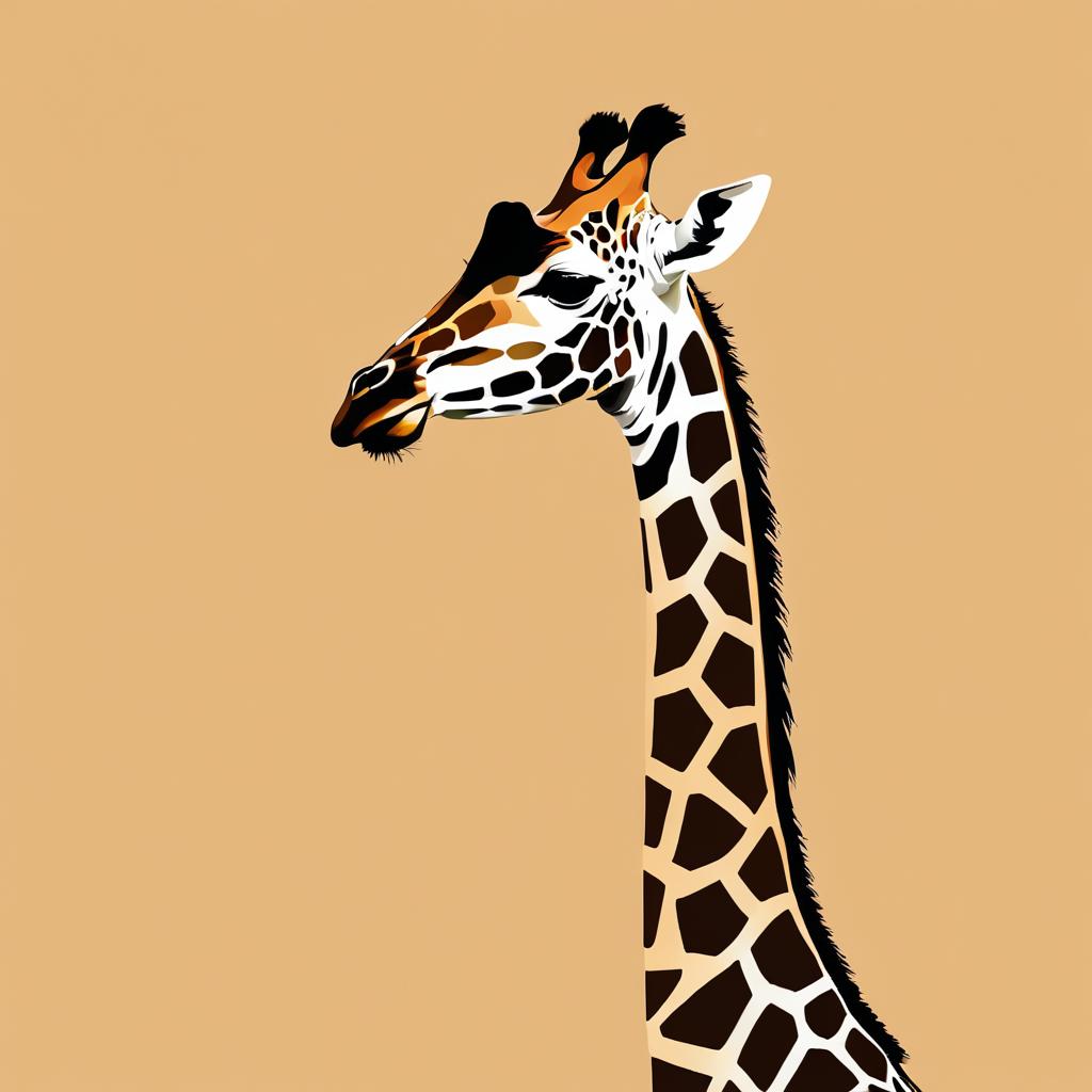 Minimalist Sepia Giraffe Illustration