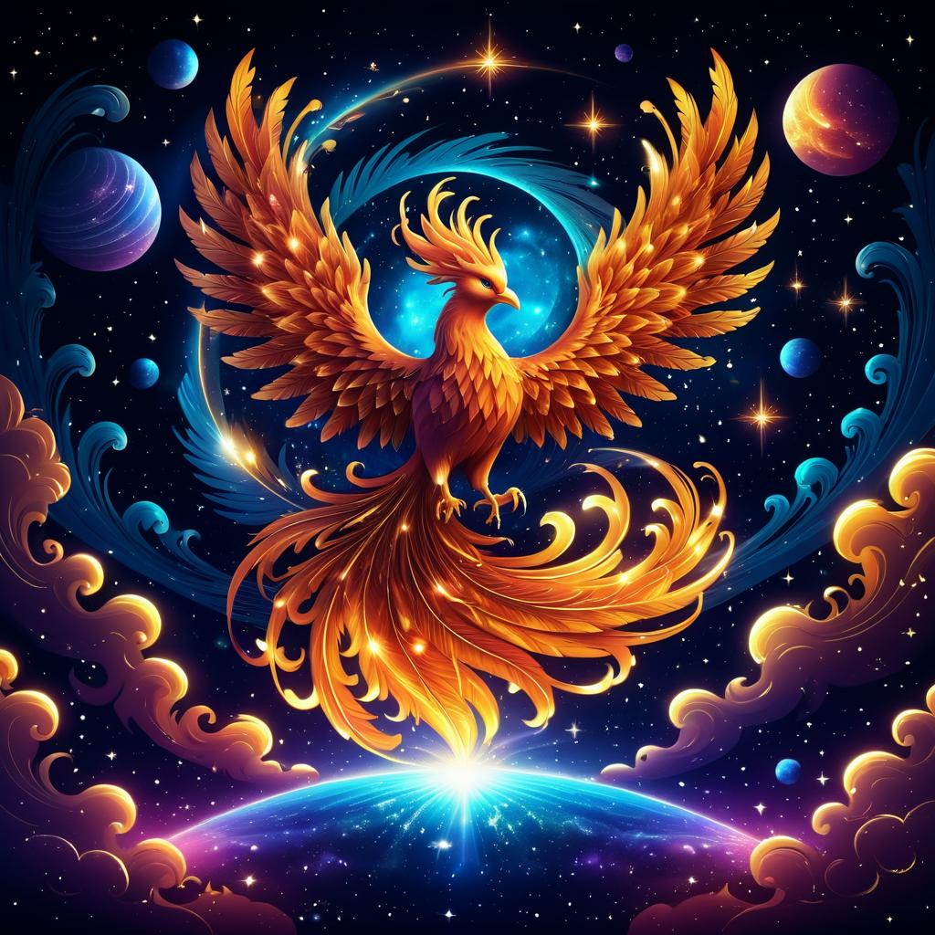 Mythical Phoenix in Baroque Style