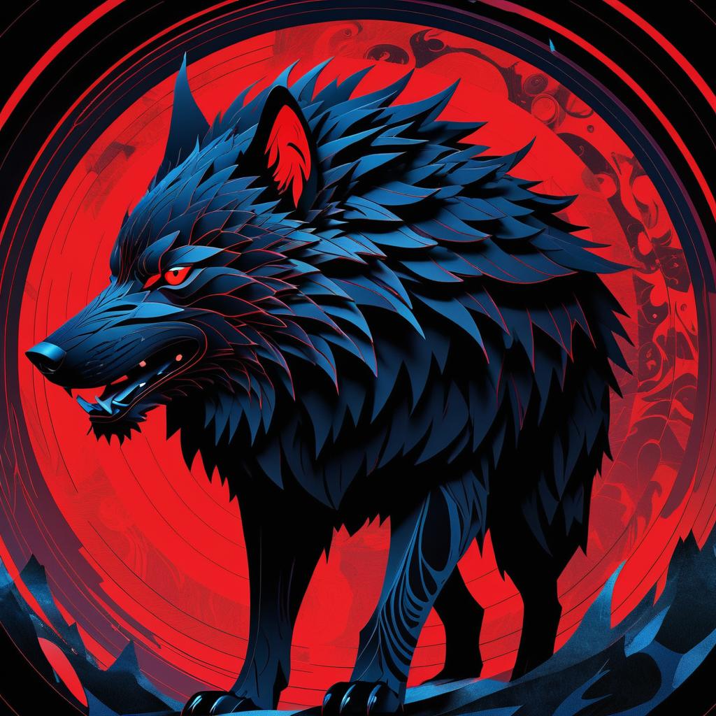 Surreal Illustration of Fenrir the Wolf