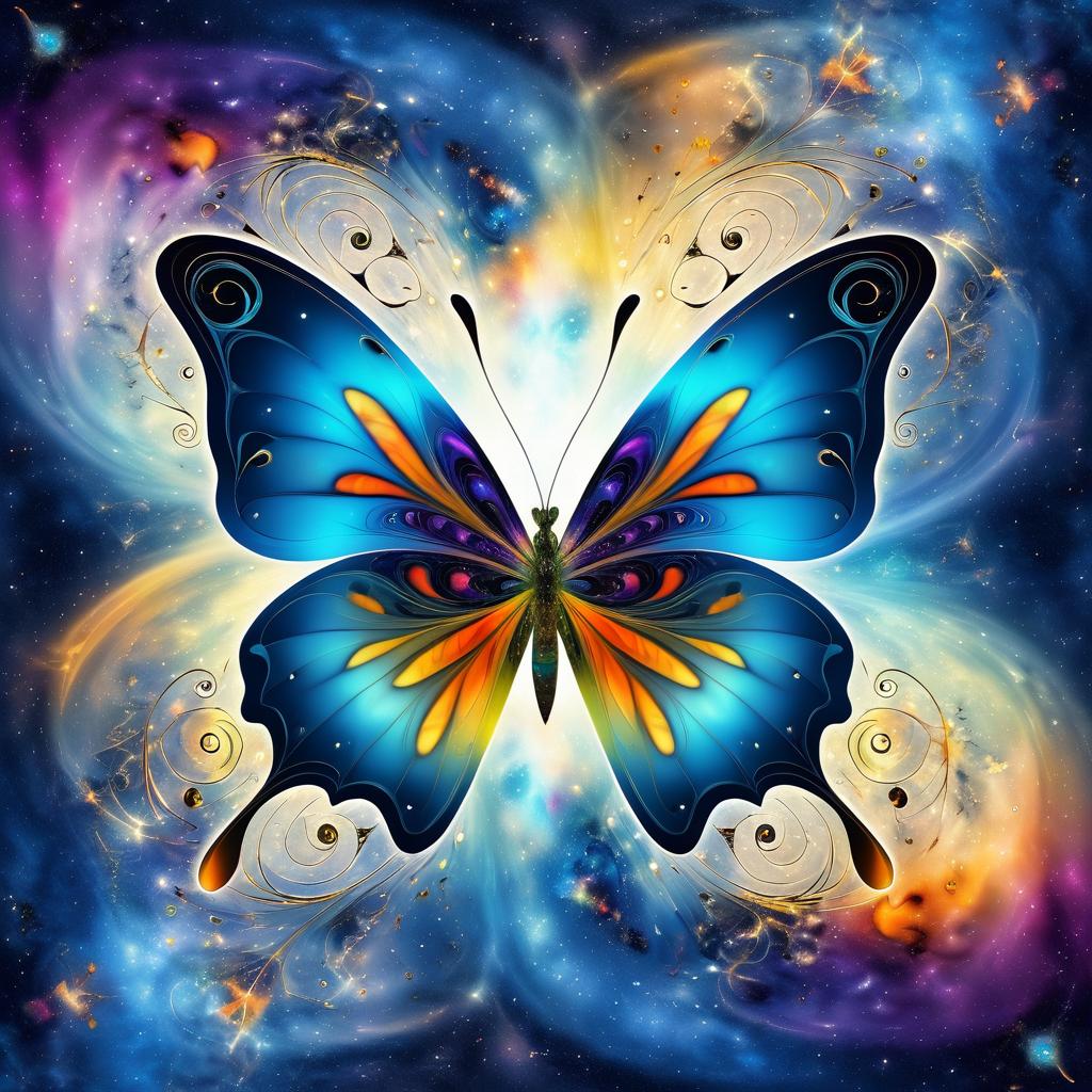 Surreal Butterfly in Cosmic Swirls