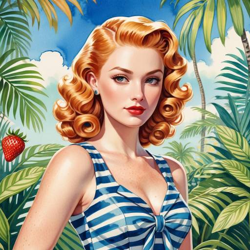 Vintage Pin-Up in Tropical Paradise
