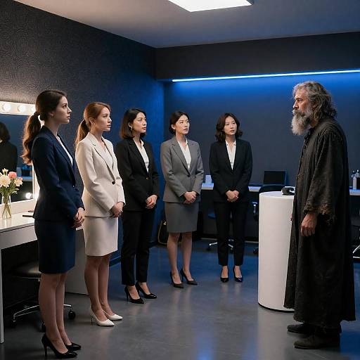 Women Confront Hooded Man in Room