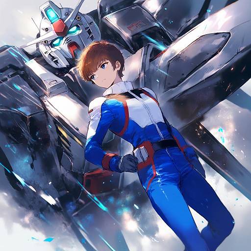 Illustration of Amuro ray, gundam in the style of Onineko