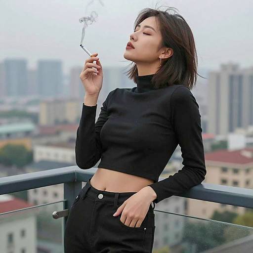 Urban Elegance: Woman in Black Attire