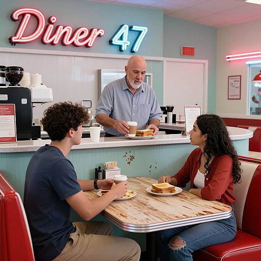 Vintage Diner Service Counter Scene