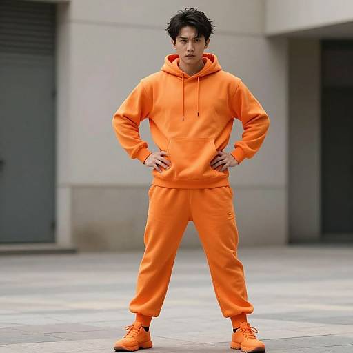 Confident Person in Vivid Orange Outfit