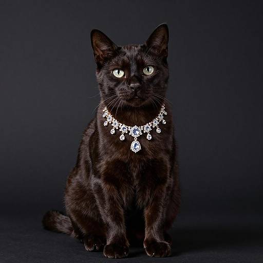 Munchkin Cat Wearing Diamond Necklace