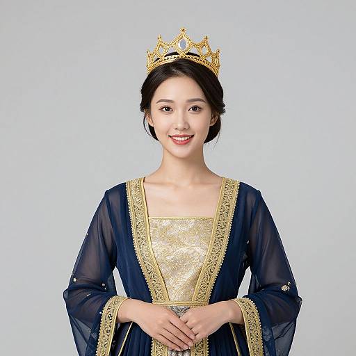 Elegant Blue and Gold Party Wear