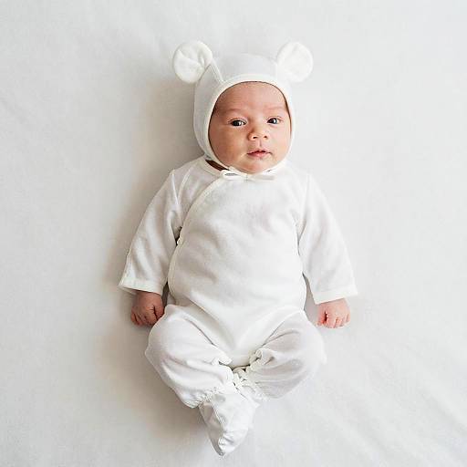 Newborn Baby in White Bear Costume