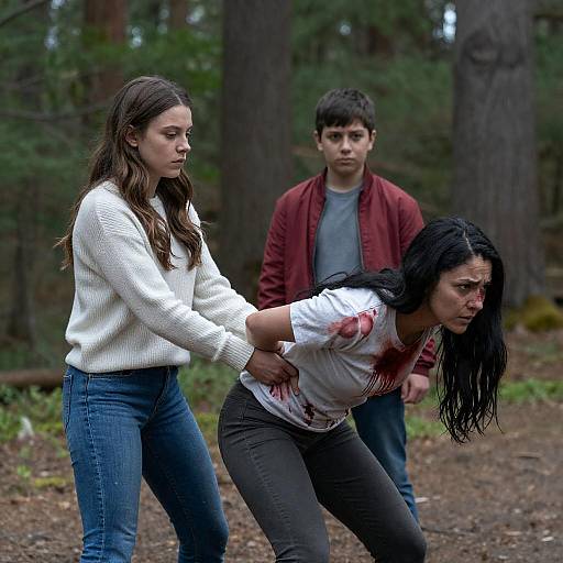 Tense Encounter in a Lush Forest