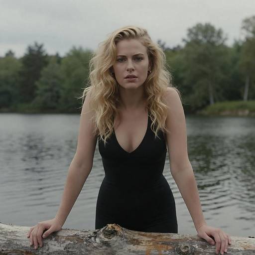 Blonde Woman by Calm Lake