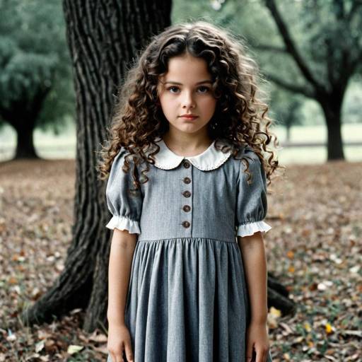 Young Girl in Grey Annie-Inspired Orphan Costume Outdoors