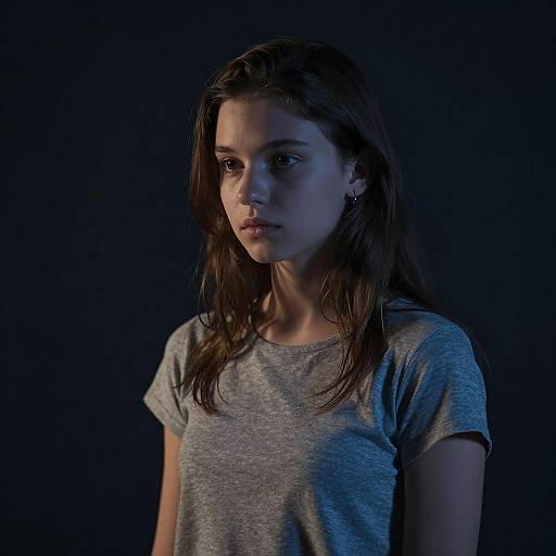 Realistic European Girl in Dramatic Lighting