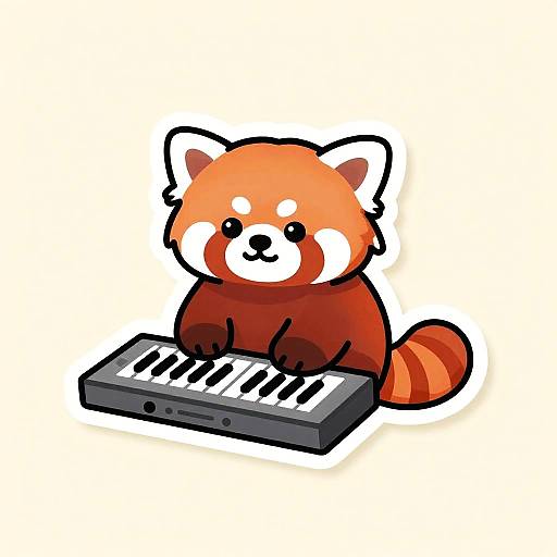 Kawaii Red Panda Playing Synth Sticker