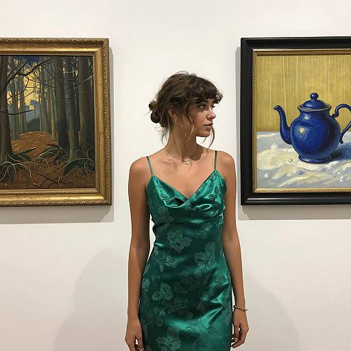 Elegant Woman in Art Gallery Setting