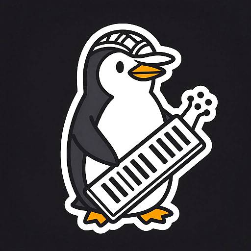 Penguin Playing Synth Logo