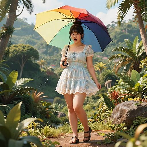 Surprised JaneWaifu in Jungle Dress