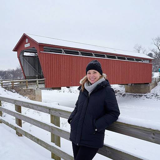 Smiling Woman by Snowy Sachs Bridge