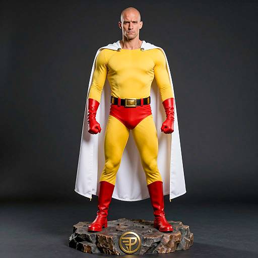 Bald Superhero in Vibrant Costume