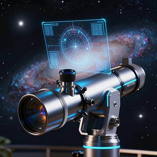Futuristic Telescope Eyepiece with Holograms