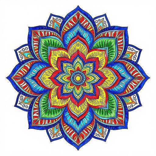 Vibrant Floral Digital Mandala Art