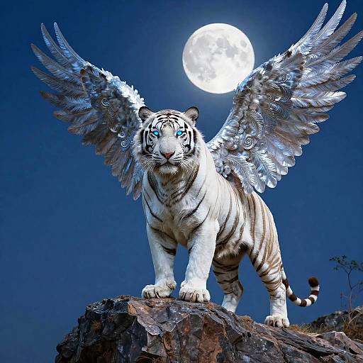 Majestic Winged White Tiger Fantasy
