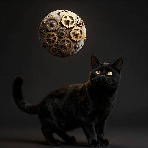 Clockwork Moon Cat in Steampunk Neo-Noir