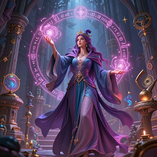 Powerful Female Wizard Casting Spells