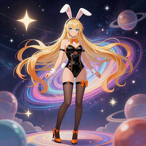 Anime Blonde Bunny Girl Cosmic Art