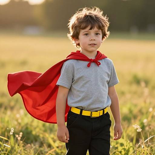 Young Boy in Red Cape Adventure