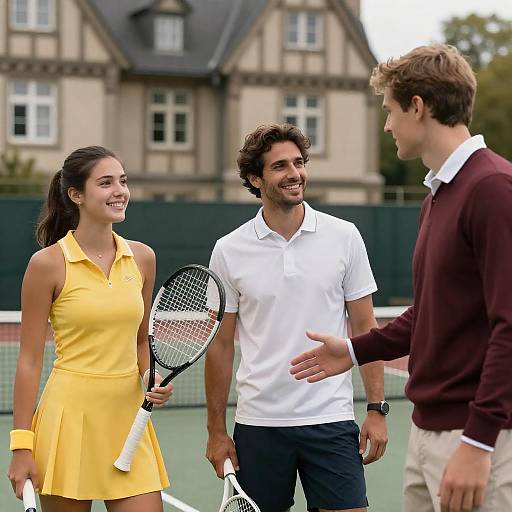 Joyful Tennis Players on Court