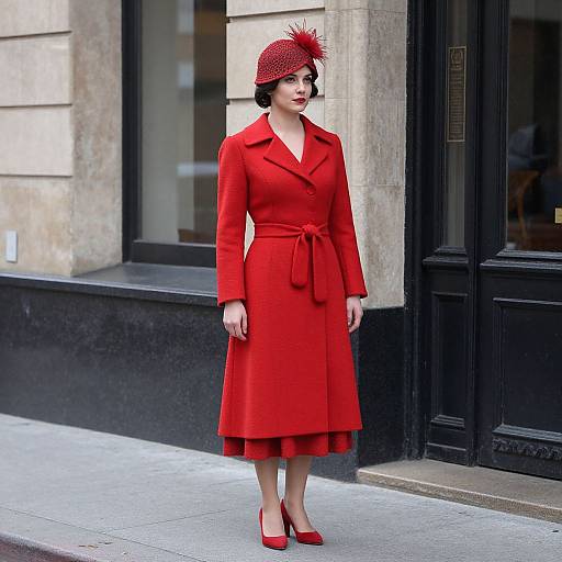 Woman in 1910s Red Dress