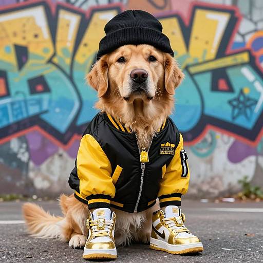Golden Retriever Gangster Rapper Style