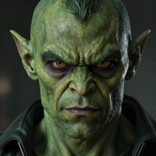 Realistic Green Goblin Portrait Close-Up