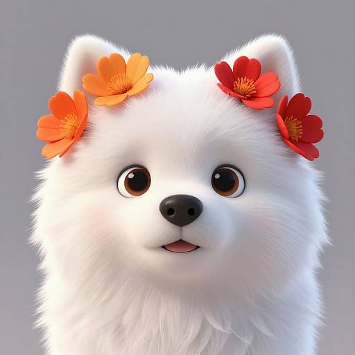 Pixar-Style Japanese Spitz Portrait