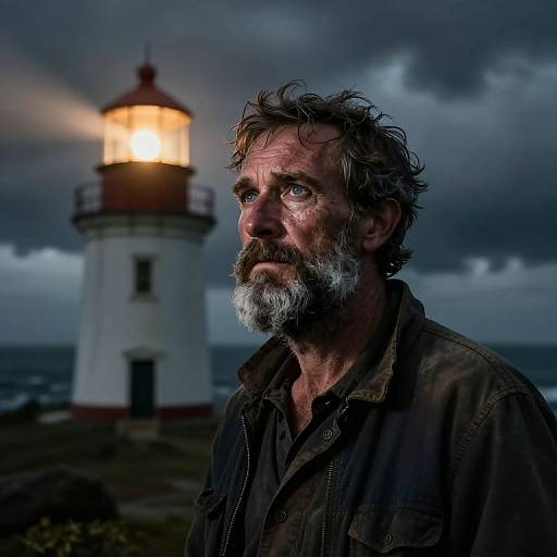 Photorealistic Portrait of Lighthouse Keeper