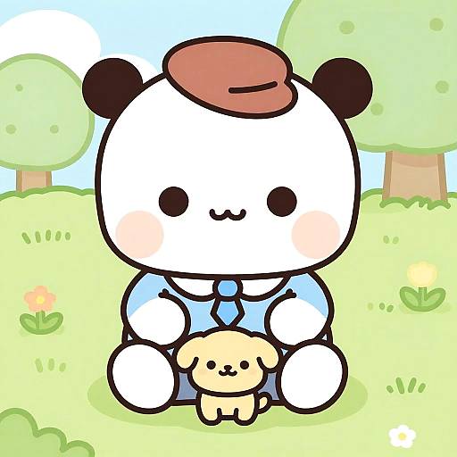 Kawaii Cartoon Character with Puppy