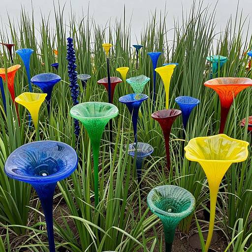 Whimsical Glass Garden Sculpture