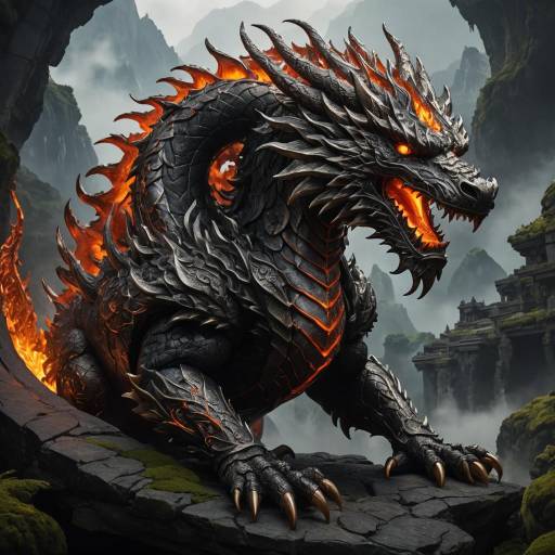 Majestic Lava Dragon with Ancient Runes Majestic Lava Dragon with Ancient Runes