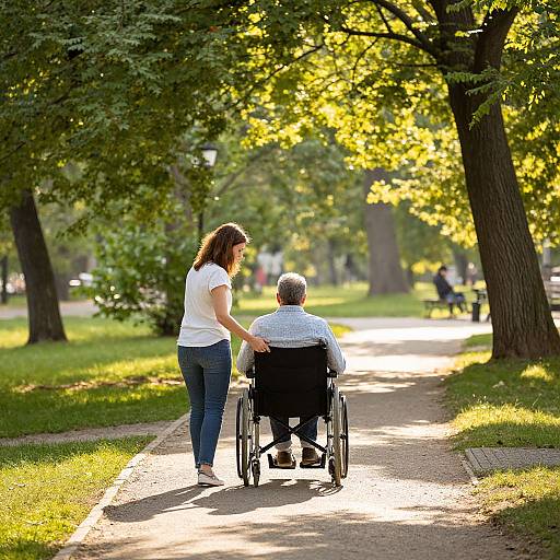 Couple Walking in Sunlit Park
