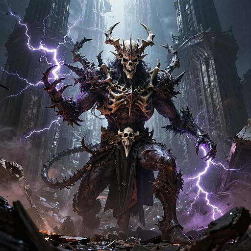 Demonic Monarch Amid Gothic Ruins