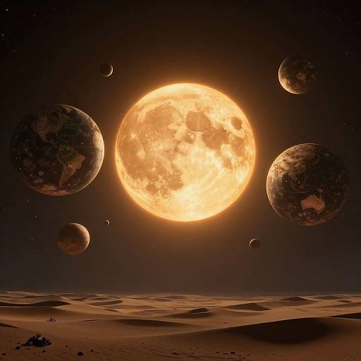 Celestial Desert with Floating Orbs