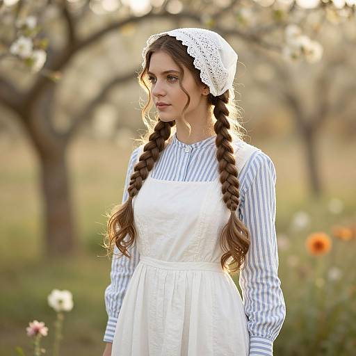 Elegant Woman in Sunlit Garden
