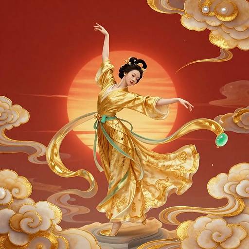 Xiangyun Digital Art with Golden Clouds