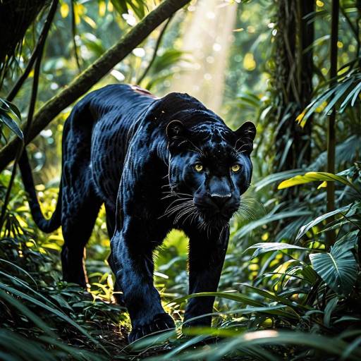 Black Panther Prowling in Jungle Black Panther Prowling in Jungle