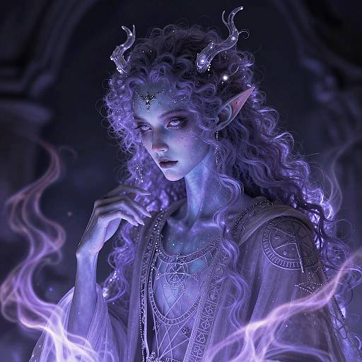 Ghostly Lavender Enchanter with Arcane Flames