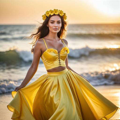 Elegant Character in Golden Seaside Glow