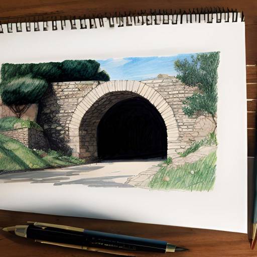 Expressive Stone Bridges Sketch in Schiele Style